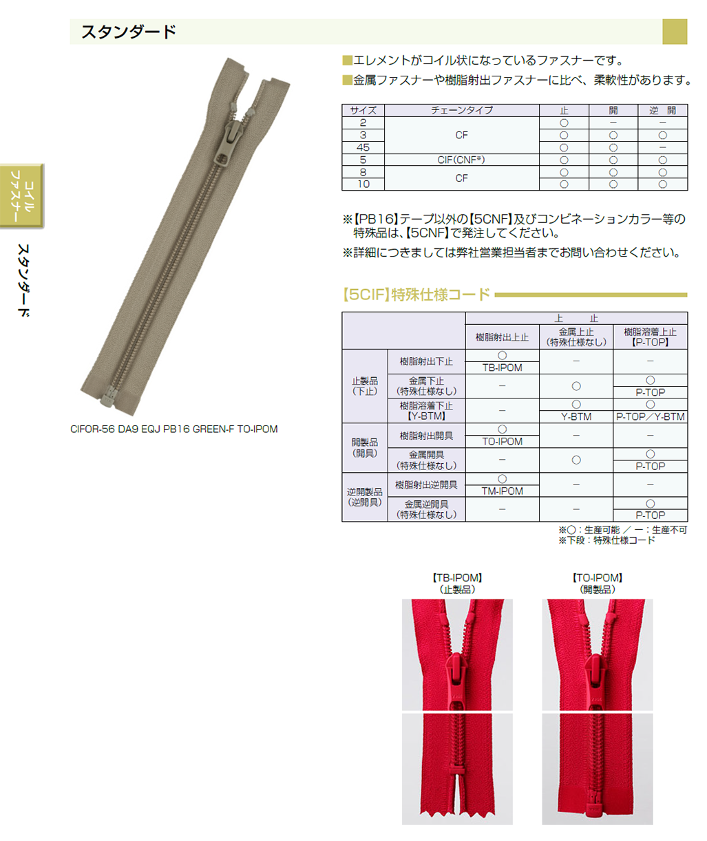 【受注生産】コイルファスナースタンダード3CF/C